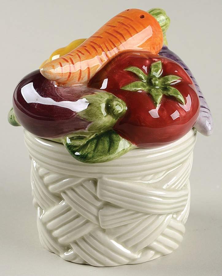 Vegetable Garden Basket Stacking Salt & Pepper Set by Fitz and Floyd-1