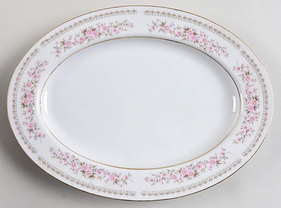 French Garland 12" Oval Serving Platter by Fine China of Japan-1