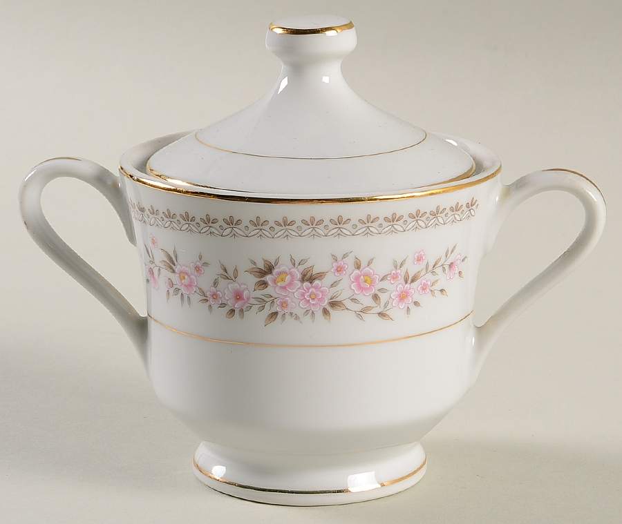 French Garland Sugar Bowl & Lid by Fine China of Japan-1
