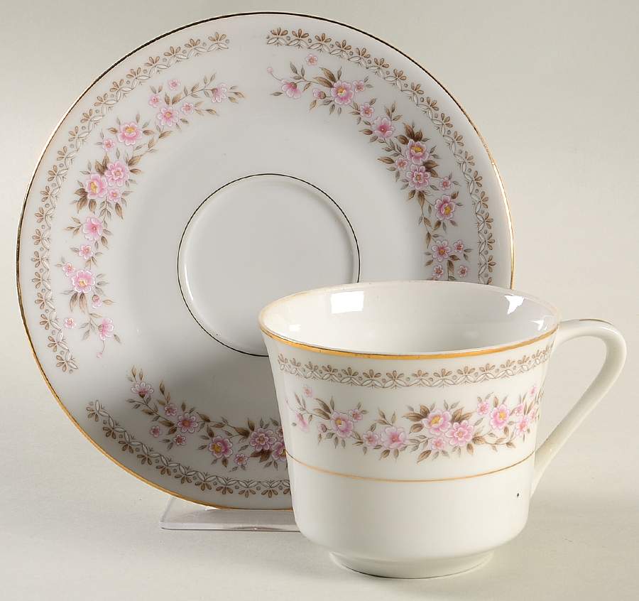 French Garland Footed Cup & Saucer Set by Fine China of Japan-1