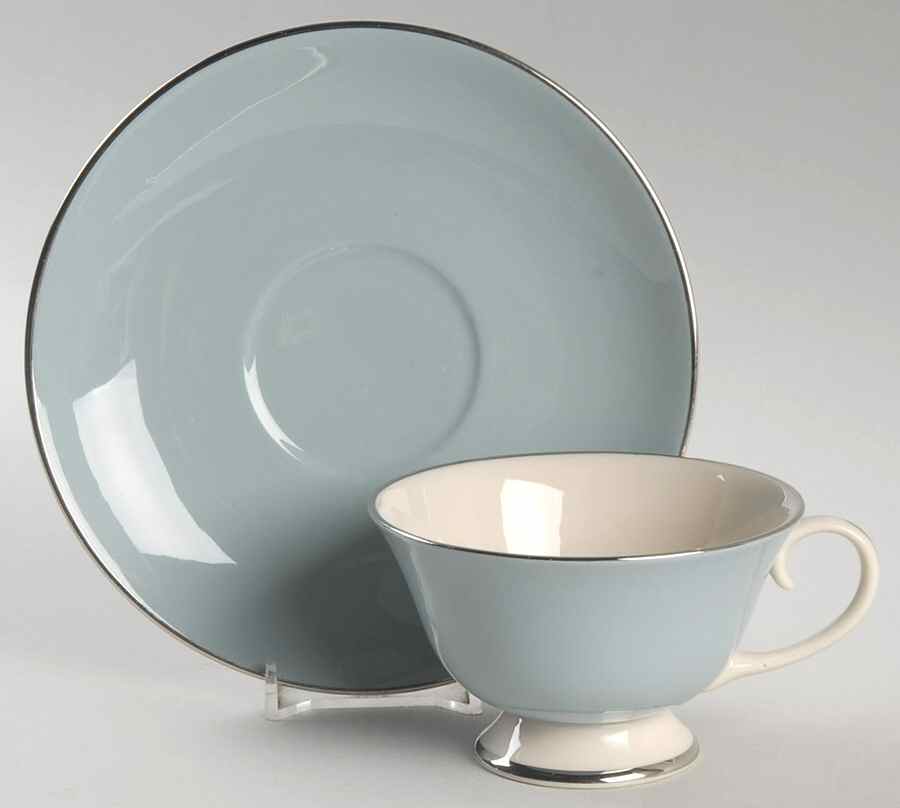 California Strata Blue Footed Cup & Saucer Set by Flintridge-1