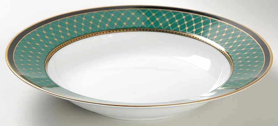 Chaumont II Teal Green Large Rim Soup Bowl by Fitz & Floyd-1