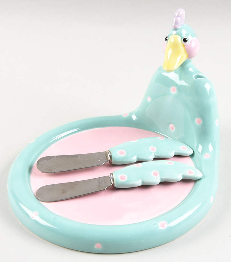 Fantasy Fair Figural Cheese Plate & 2 Knife Set by Fitz & Floyd-1