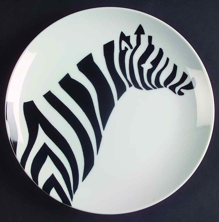 Zebra (Black On White) Salad Plate by Fitz & Floyd-1