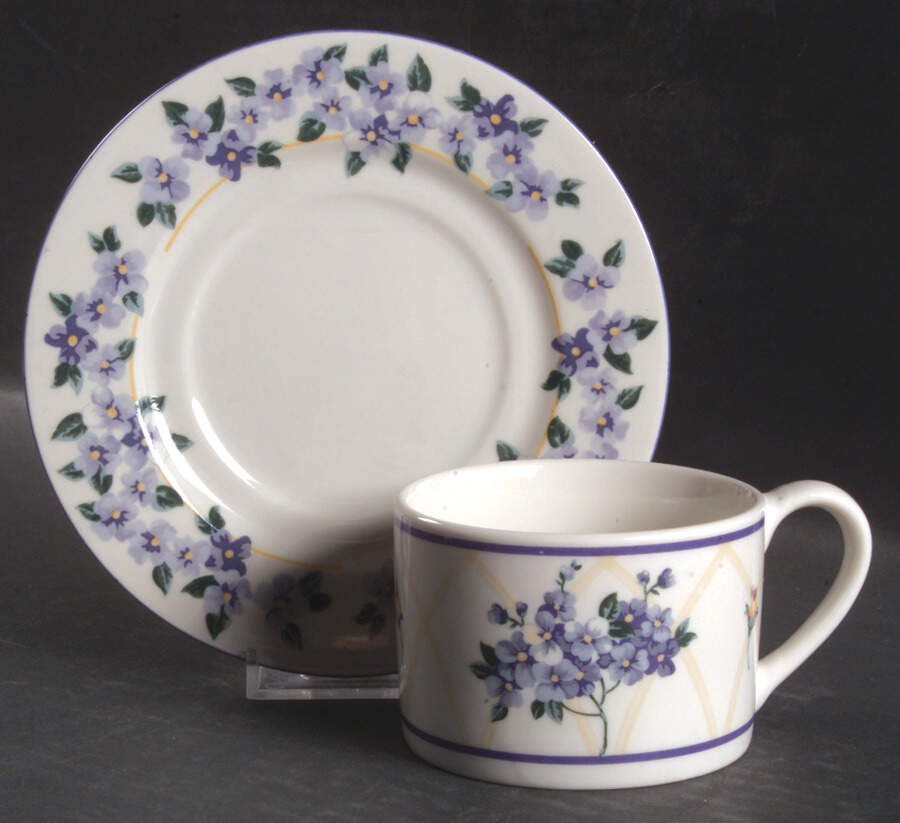 Hydrangea Flat Cup & Saucer Set by Farberware-1