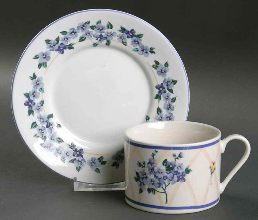 Hydrangea Flat Cup & Saucer Set by Farberware-1