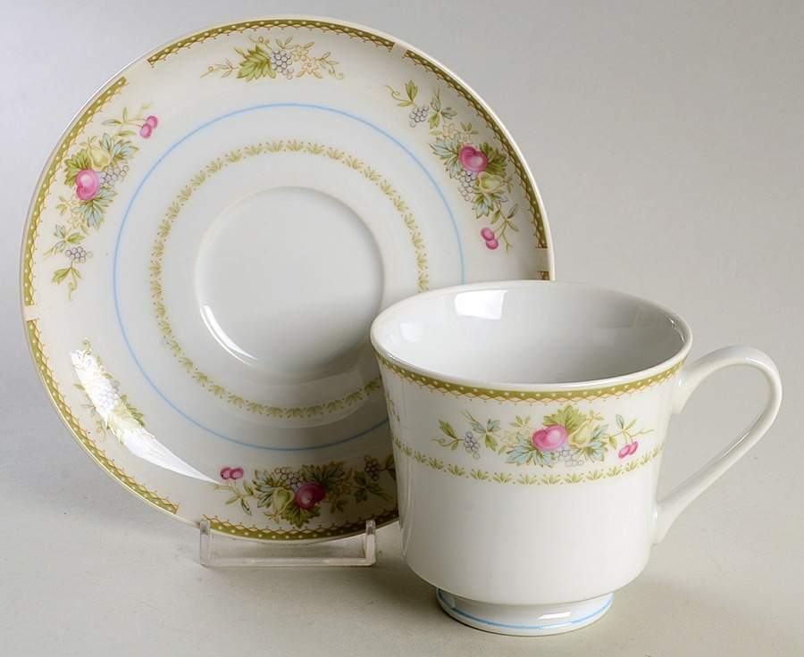 Cornucopia Footed Cup & Saucer Set by Fine China of Japan-1