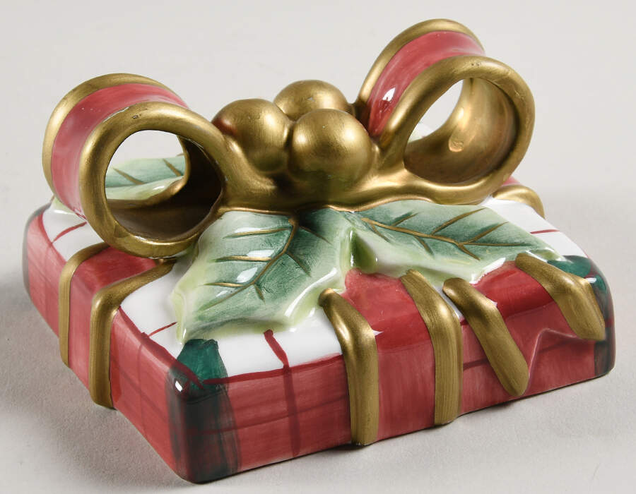 Plaid Christmas Lid for Square Box by Fitz & Floyd-1