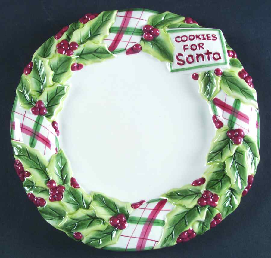 Plaid Christmas Cookie Plate by Fitz & Floyd-1