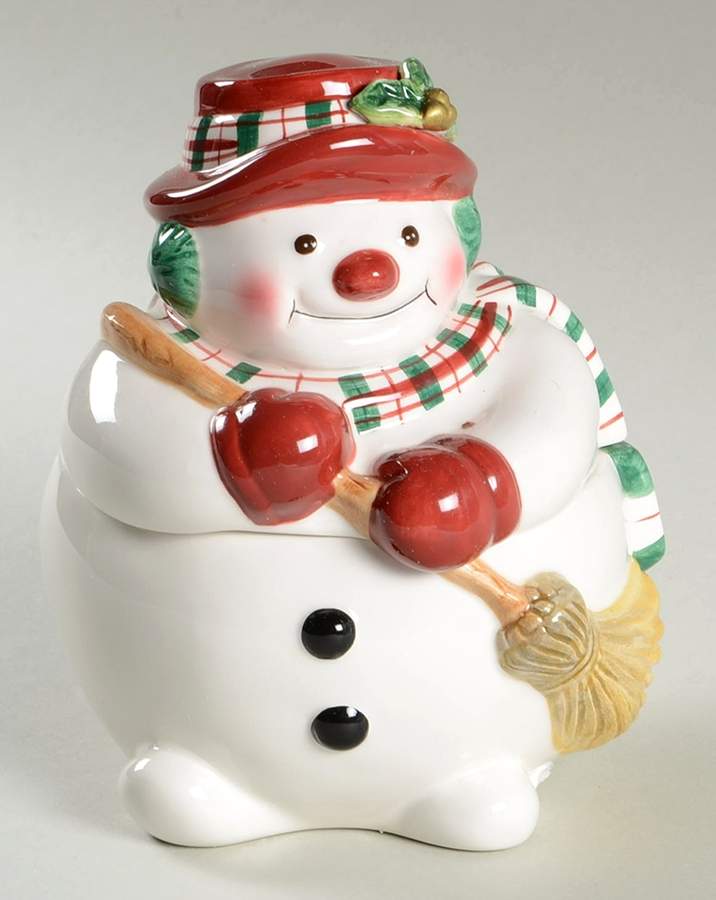 Plaid Christmas Candy Jar & Lid by Fitz & Floyd-1