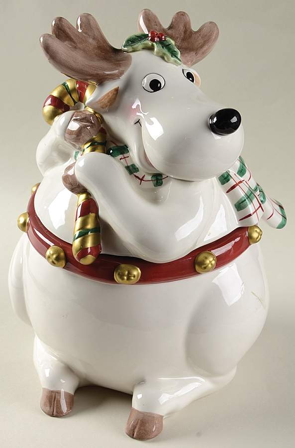 Plaid Christmas Figural Candy Jar & Lid by Fitz & Floyd-1