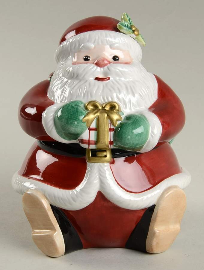 Plaid Christmas Candy Jar & Lid by Fitz & Floyd-1