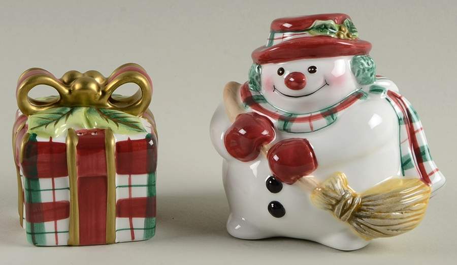 Plaid Christmas Salt & Pepper Set by Fitz & Floyd-1