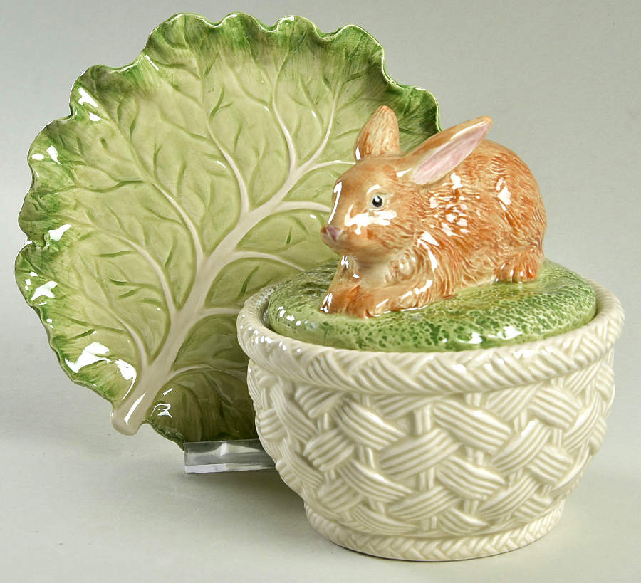 Autumn Leaves Flat Cream Soup Bowl & Saucer Set with Lid by Fitz & Floyd-1