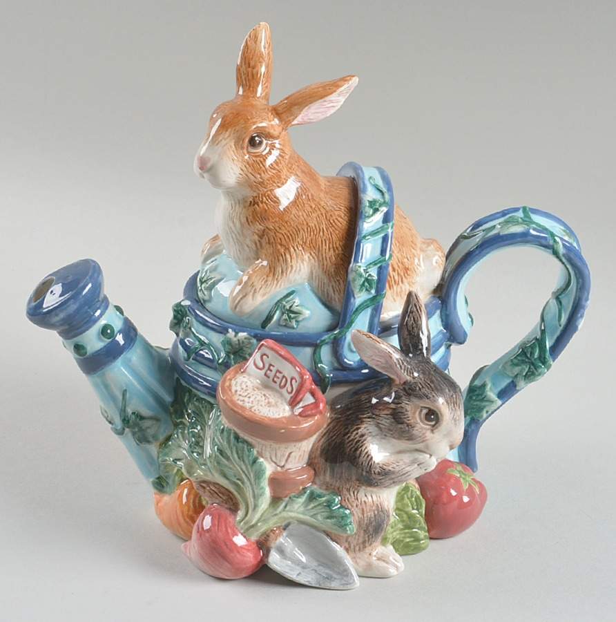 English Garden Bunnies Teapot & Lid by Fitz and Floyd-1