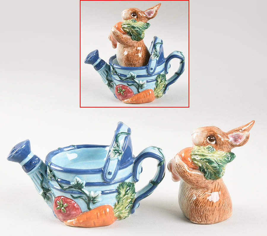 English Garden Bunnies Stacking Salt & Pepper Set by Fitz and Floyd-1