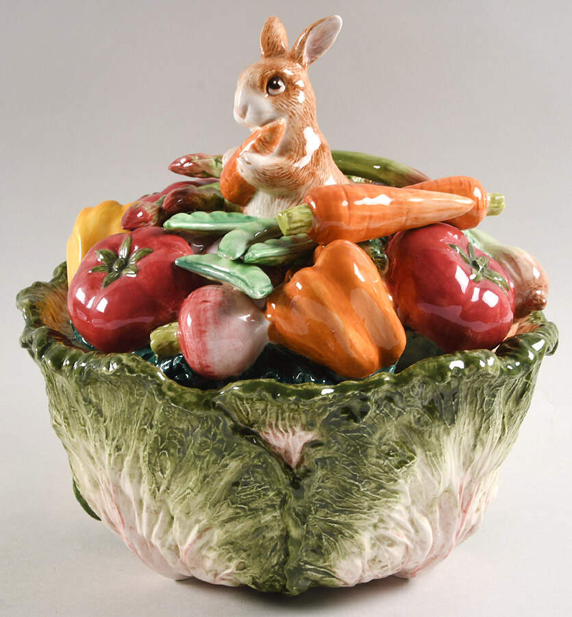 English Garden Bunnies Tureen &  Lid by Fitz and Floyd-1