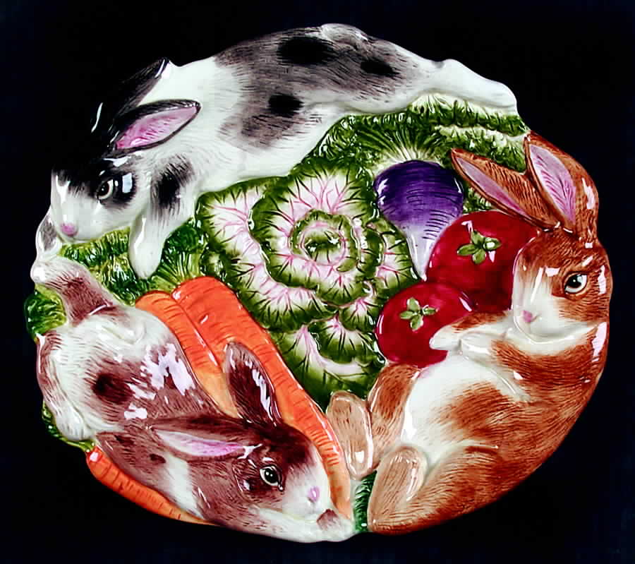 English Garden Bunnies Canape Plate by Fitz and Floyd-1