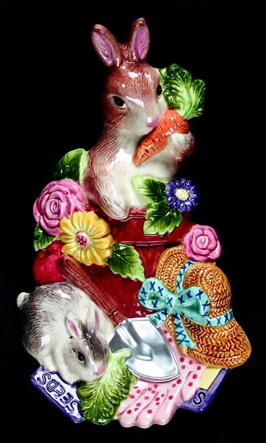 English Garden Bunnies Spoon Rest/Holder (Holds 1 Spoon) by Fitz and Floyd-1
