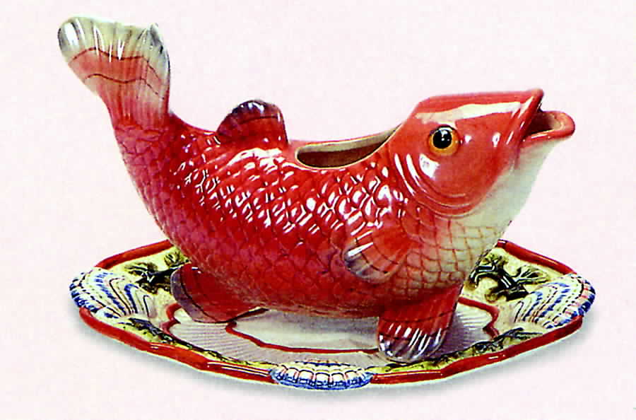 Fish Market (Newer, 2000) Gravy Boat with Attached Underplate by Fitz & Floyd-1