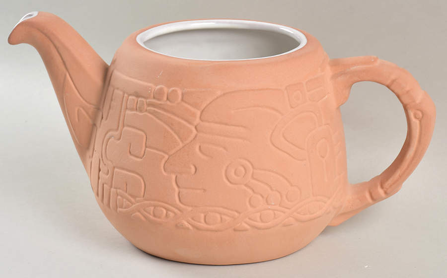 Aztec White(White Front, Terra Cotta Back) Teapot No Lid by Frankoma-1