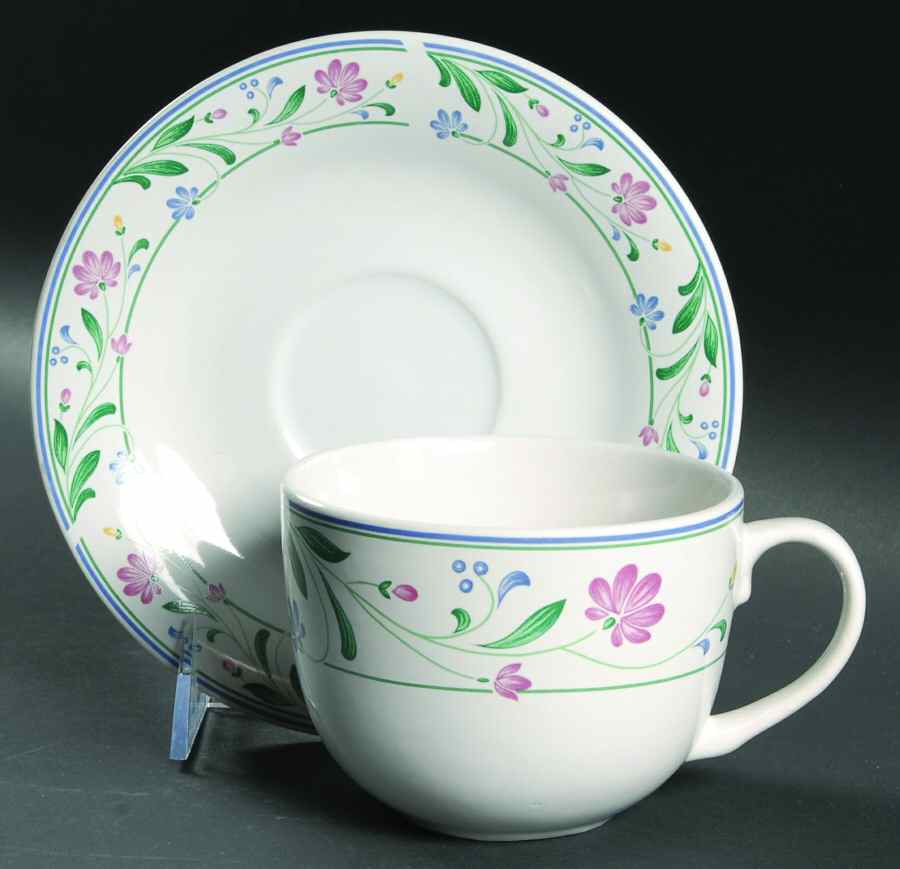 Brandywine (White Background) Flat Cup & Saucer Set by Farberware-1