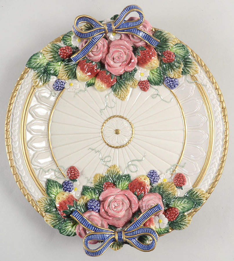 Strawberries & Roses 13" Chop Plate (Round Platter) by Fitz & Floyd-1