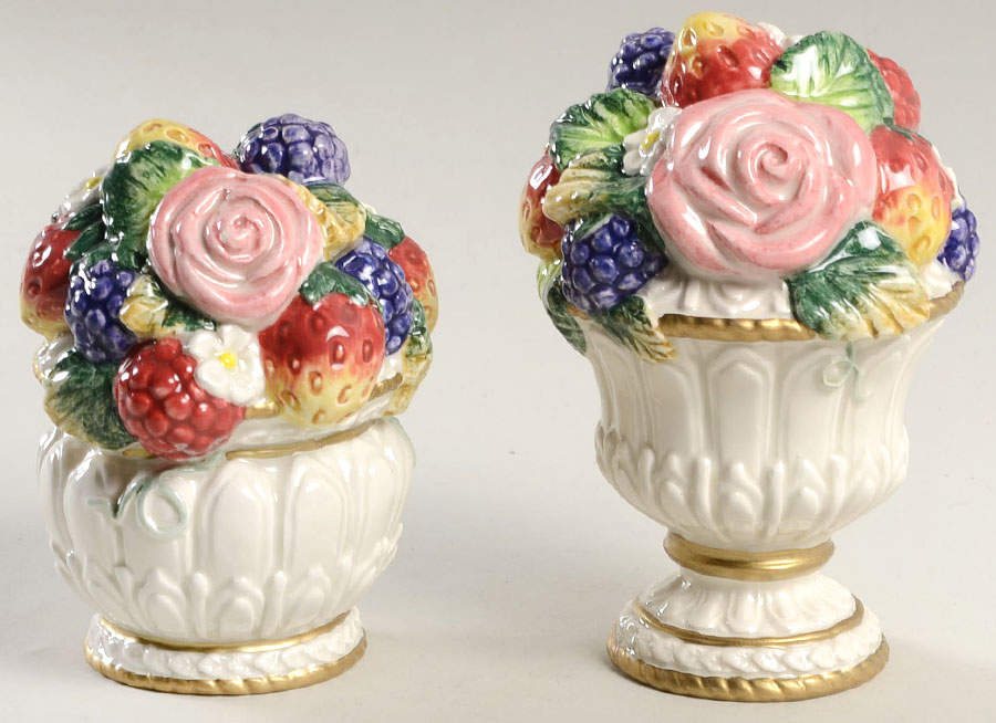 Strawberries & Roses Salt & Pepper Set by Fitz & Floyd-1