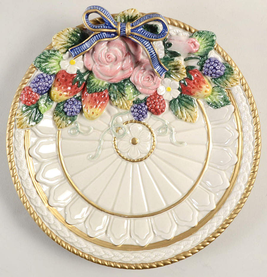 Strawberries & Roses Canape Plate by Fitz & Floyd-1
