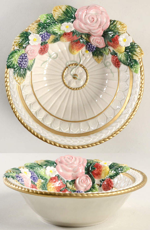 Strawberries & Roses 7" Candy Bowl by Fitz & Floyd-1