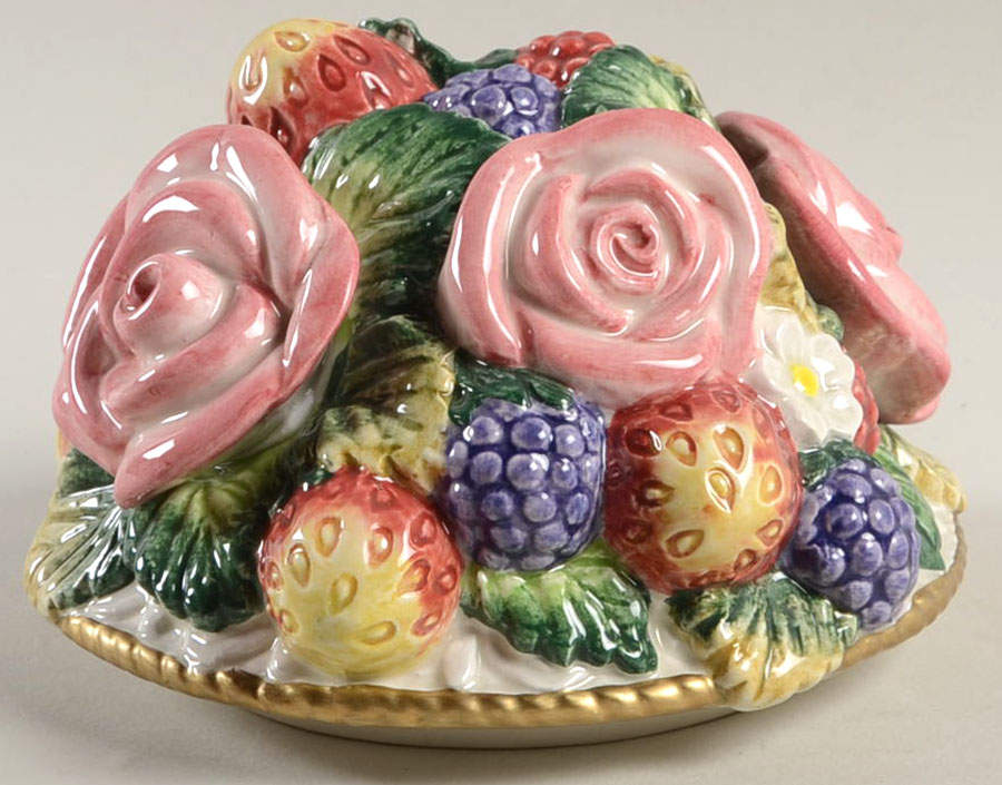 Strawberries & Roses Lid for 6" Candy Box by Fitz & Floyd-1