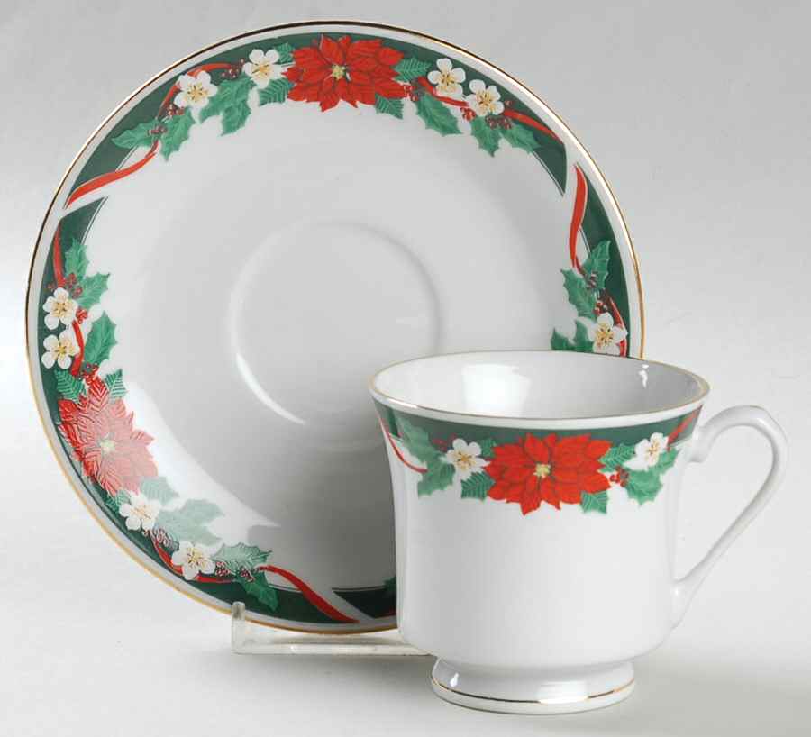Deck the Halls Footed Cup & Saucer Set by Fairfield-1