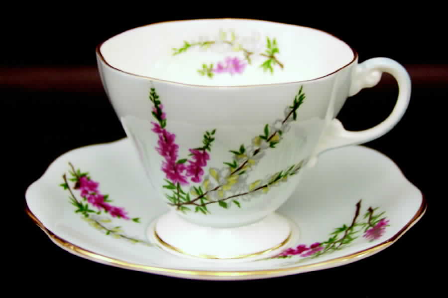 Highland Heather (15 Scalloped Salad Plate) Footed Cup & Saucer Set by Foley-1