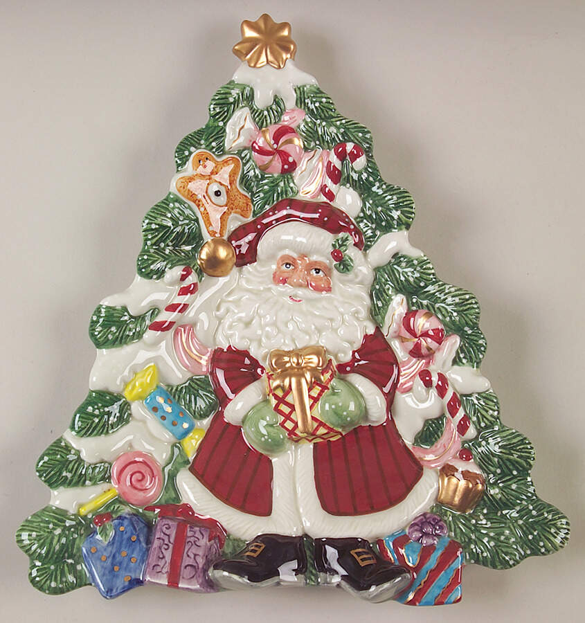 The Night Before Christmas Large Tree Shaped Dish by Fitz & Floyd-1