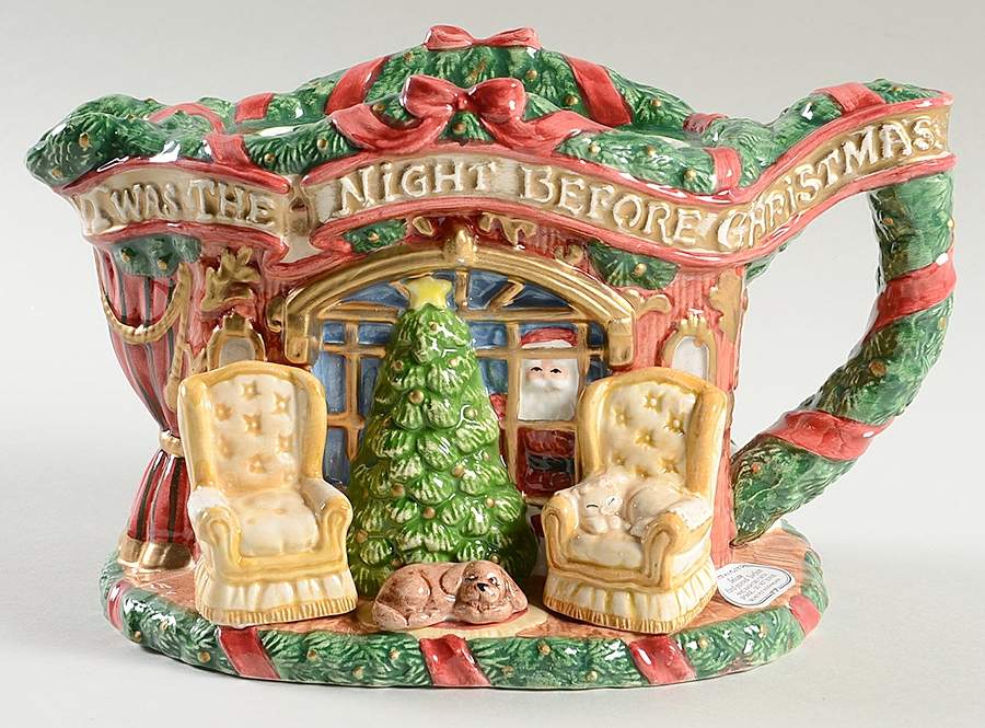 The Night Before Christmas Teapot No Lid by Fitz & Floyd-1