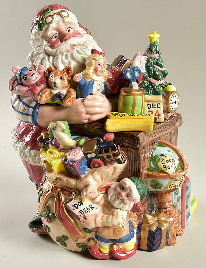 Santa's Magic Workshop Figural Cookie Jar & Lid by Fitz & Floyd-1