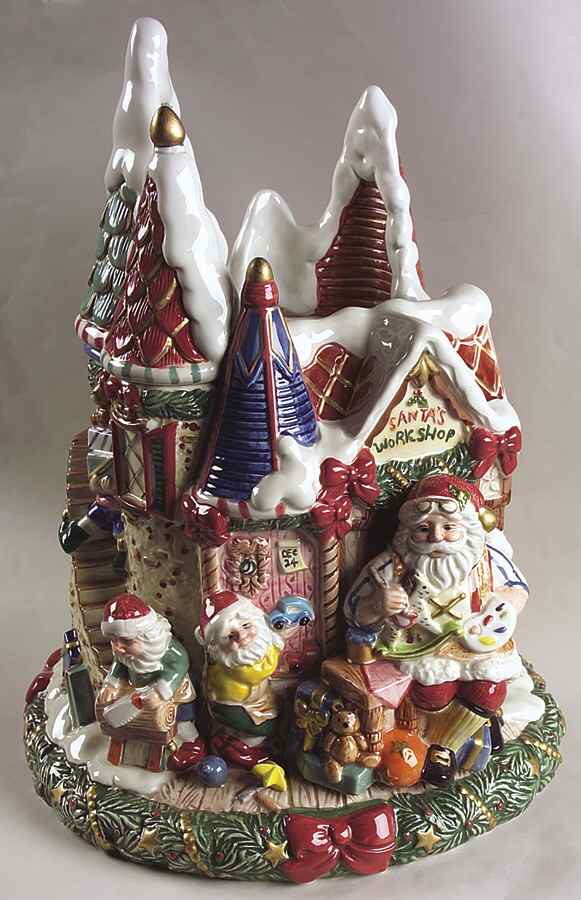 Santa's Magic Workshop Centerpiece Vase by Fitz & Floyd-1