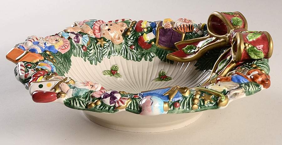 Santa's Magic Workshop 10" Candy Bowl by Fitz & Floyd-1