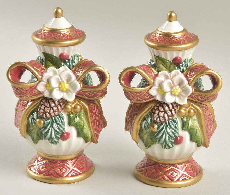 Christmas Rose Salt & Pepper Set by Fitz & Floyd-1
