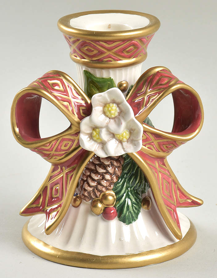 Christmas Rose Single Light Candlestick by Fitz & Floyd-1