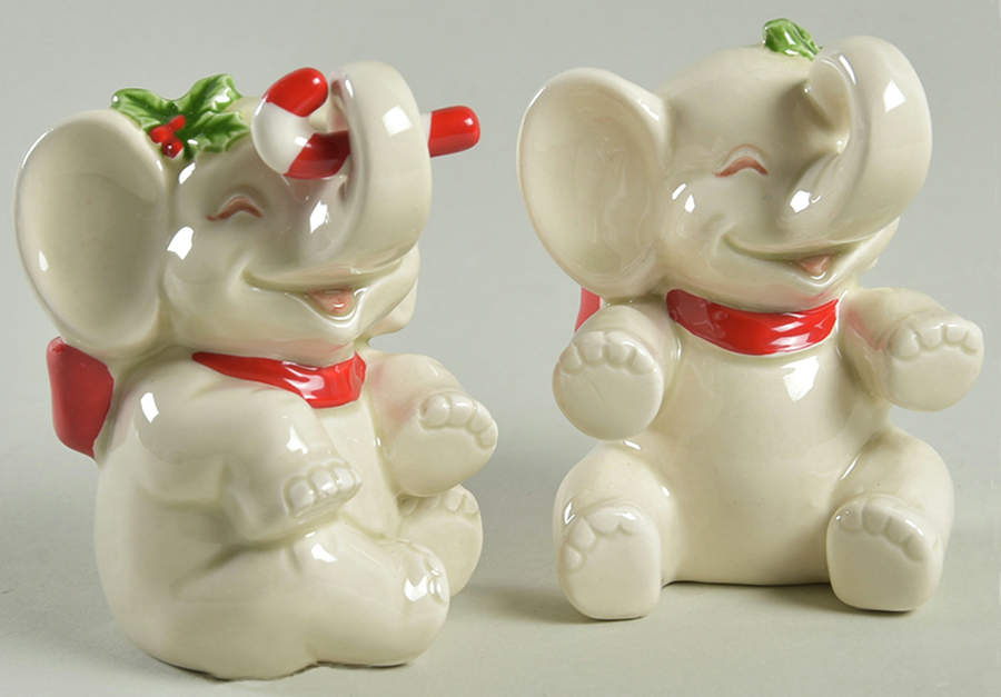 Christmas Elephant Salt & Pepper Set by Fitz & Floyd-1