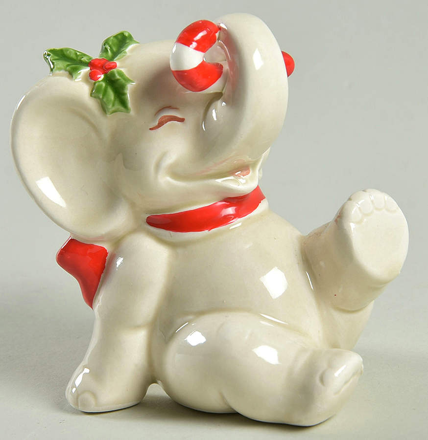 Christmas Elephant Elephant Tumbler Figurine Sitting by Fitz & Floyd-1