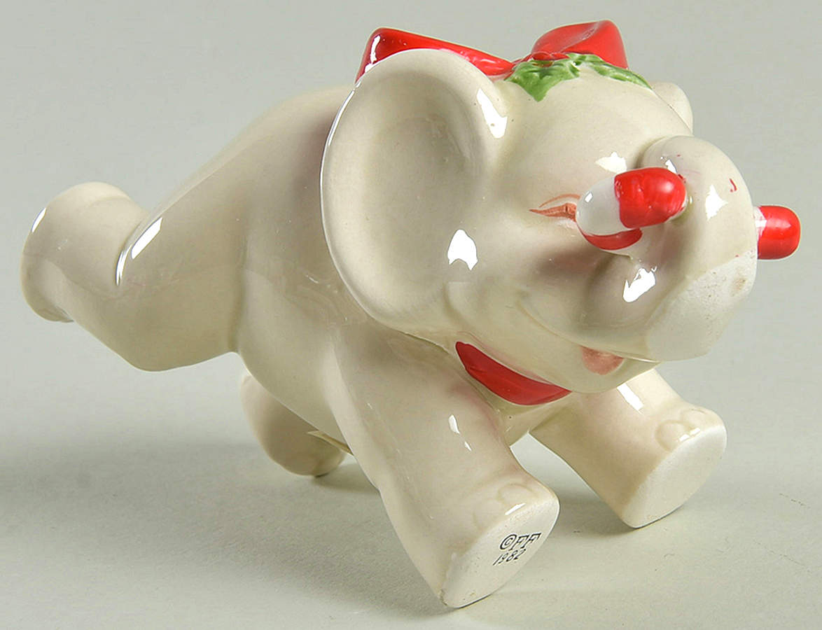 Christmas Elephant Elephant Tumbler Figurine on Head by Fitz & Floyd-1