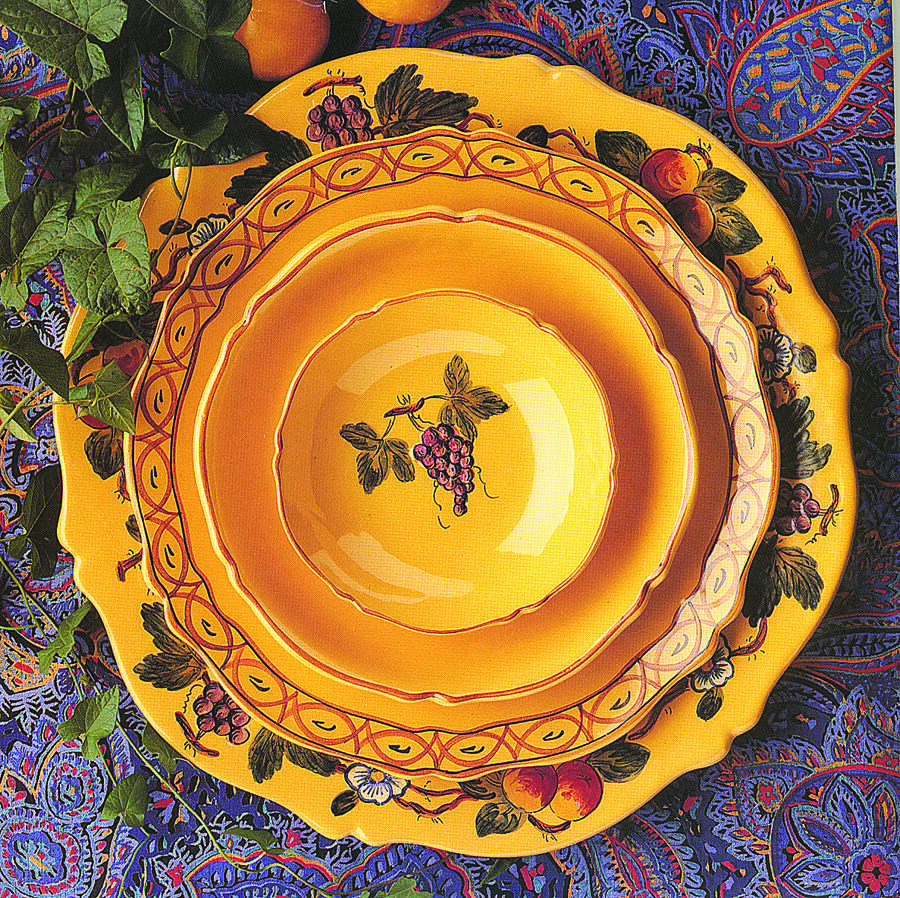Raisins Polychrome Dinner Plate by Faienceries Malicorn-1