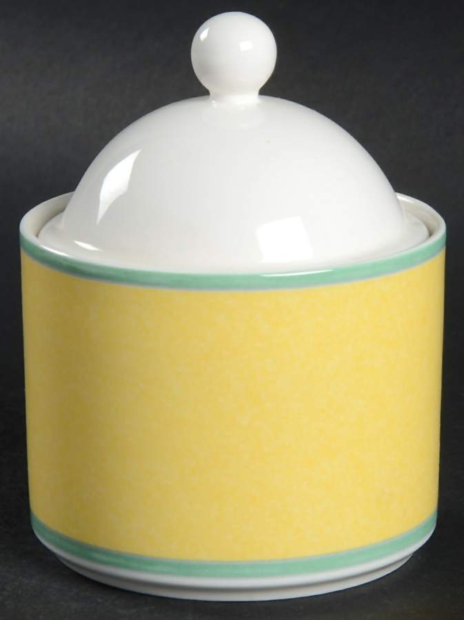 Correlations Yellow Sugar Bowl & Lid by Fitz and Floyd-1