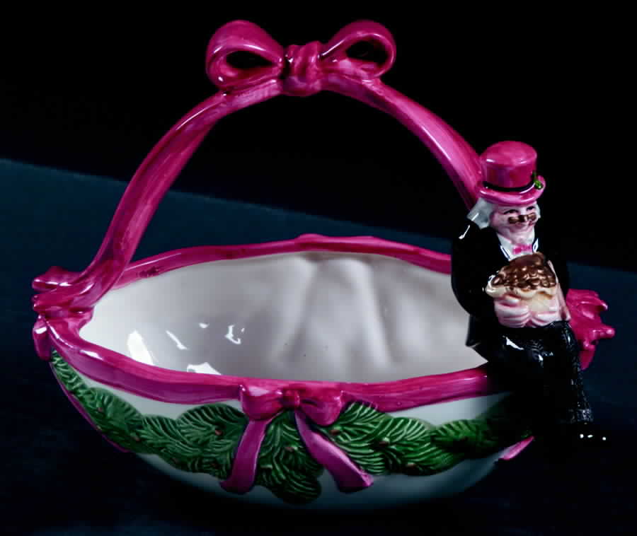 Christmas Carol 7" Handled Basket by Fitz & Floyd-1