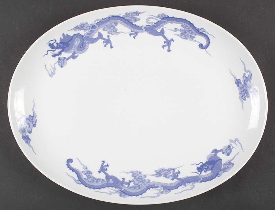 Dragon Blue 16" Oval Serving Platter by Tiffany-1