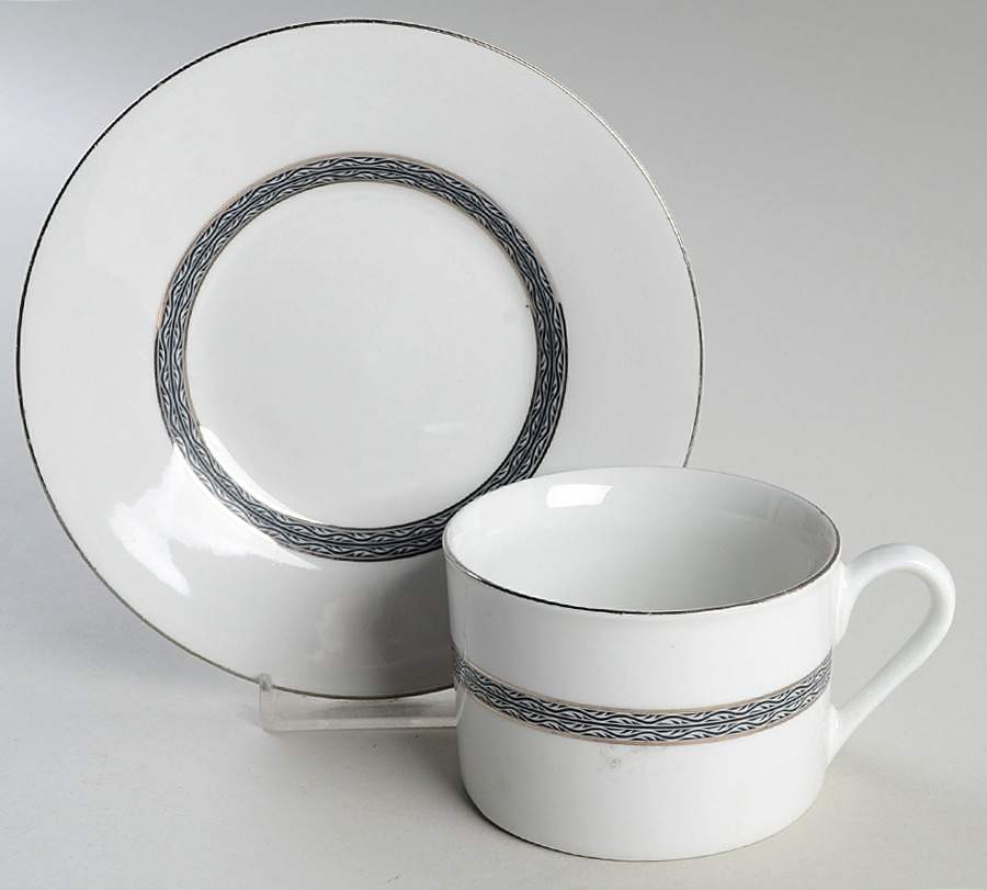 Dynasty Platinum Flat Cup & Saucer Set by Farberware-1