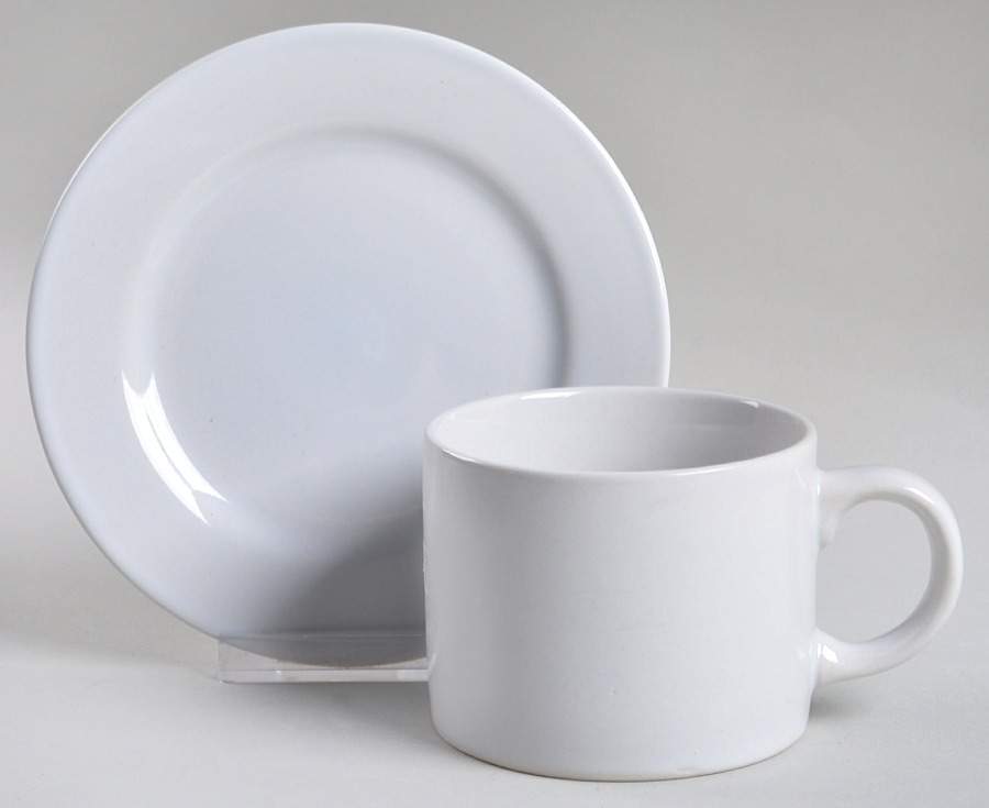 Bistro White Flat Cup & Saucer Set by Farberware-1