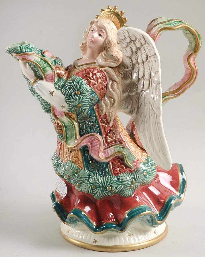 Damask Christmas Figural Teapot & Lid by Fitz & Floyd-1